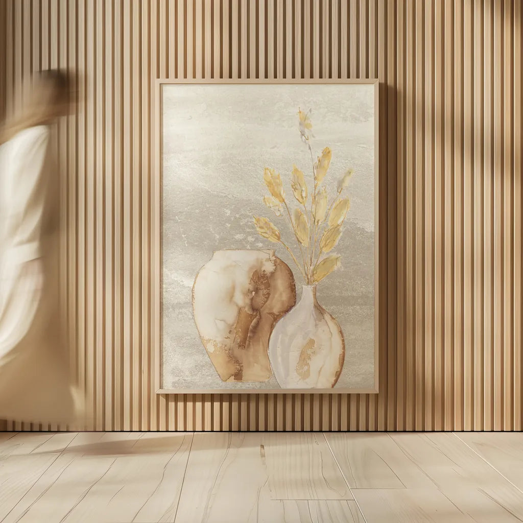 Neutral Vase Bunny Tail by Chris Paschke. shown as over sized large wall art. Available as an archival giclee rolled canvas, fine art paper, or poster print. SKU 77429h.