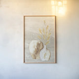 Neutral Vase Bunny Tail by Chris Paschke. shown as a paper print in a natural frame. Available as a archival giclee rolled canvas, fine art paper, or poster print. SKU 77429h.
