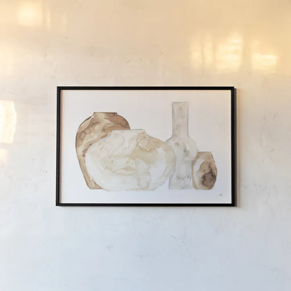 Neutral Vases I by Chris Paschke. shown as a paper print in a black flame. Available as a archival giclee rolled canvas, fine art paper, or poster print. SKU 75662i.