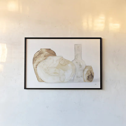 Neutral Vases I Shadow by Chris Paschke. shown as a paper print in a black flame. Available as a archival giclee rolled canvas, fine art paper, or poster print. SKU 77364i.