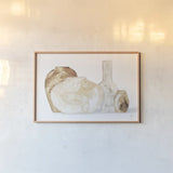 Neutral Vases I Shadow by Chris Paschke. shown as a paper print in a natural frame. Available as a archival giclee rolled canvas, fine art paper, or poster print. SKU 77364i.