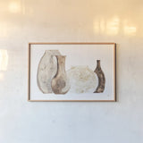 Neutral Vases II by Chris Paschke. shown as a paper print in a natural frame. Available as a archival giclee rolled canvas, fine art paper, or poster print. SKU 75663i.