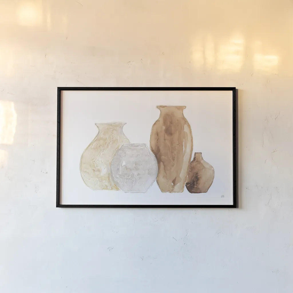 Neutral Vases III by Chris Paschke. shown as a paper print in a black flame. Available as a archival giclee rolled canvas, fine art paper, or poster print. SKU 75664i.