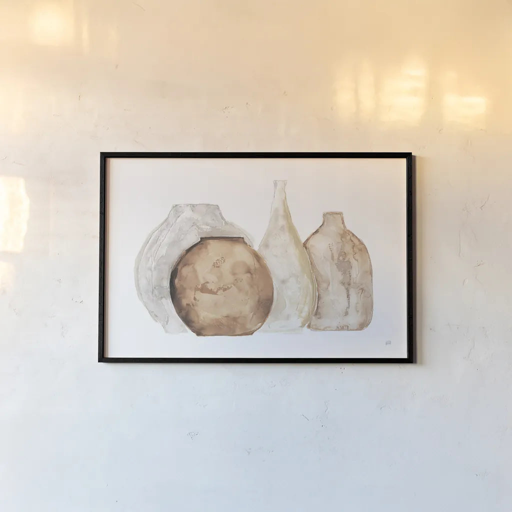 Neutral Vases IV by Chris Paschke. shown as a paper print in a black flame. Available as a archival giclee rolled canvas, fine art paper, or poster print. SKU 75665i.