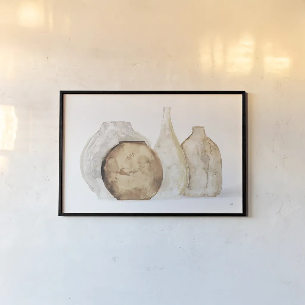 Neutral Vases IV Shadow by Chris Paschke. shown as a paper print in a black flame. Available as a archival giclee rolled canvas, fine art paper, or poster print. SKU 77365i.