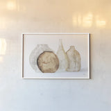 Neutral Vases IV Shadow by Chris Paschke. shown as a paper print in a white frame. Available as a archival giclee rolled canvas, fine art paper, or poster print. SKU 77365i.