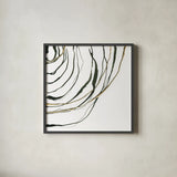 Not Quite Concentric IV by Chris Paschke. Shown in a sleek black glass frame for a contemporary gallery look. Available as an archival giclee rolled canvas, fine art paper, or poster print. SKU 77822a.