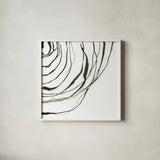 Not Quite Concentric IV by Chris Paschke. Shown in a crisp white glass frame for a clean and minimalist style. Available as an archival giclee rolled canvas, fine art paper, or poster print. SKU 77822a.