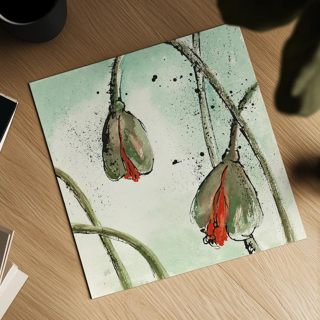 Not a California Poppy II by Chris Paschke. Shown as a detailed flat fine art print, highlighting archival giclee quality. Available as an archival giclee rolled canvas, fine art paper, or poster print. SKU 10143a.