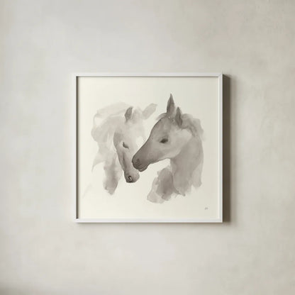 Nuzzling I by Chris Paschke. Shown in a crisp white glass frame for a clean and minimalist style. Available as an archival giclee rolled canvas, fine art paper, or poster print. SKU 62502a.