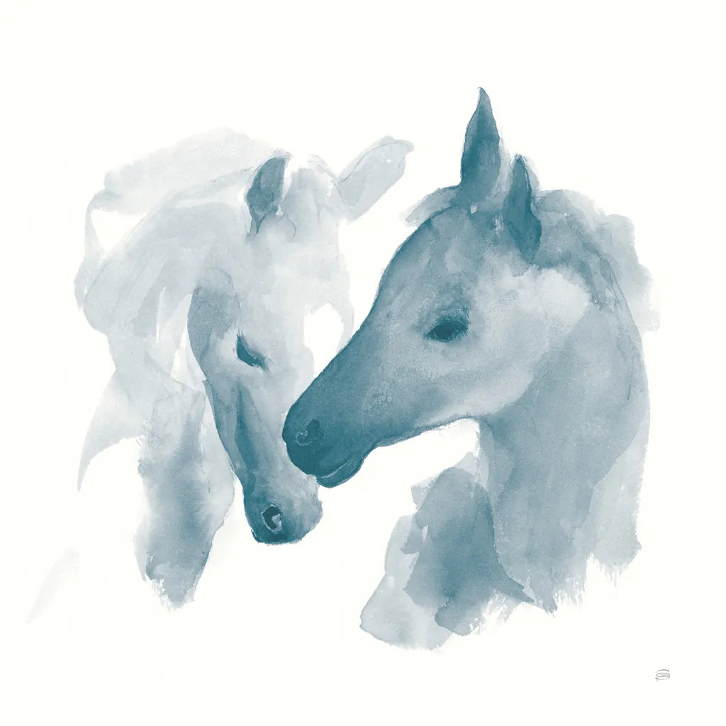 Nuzzling I Blue by Chris Paschke. SKU 63073a. Archival Giclee Fine art print for wall decor.