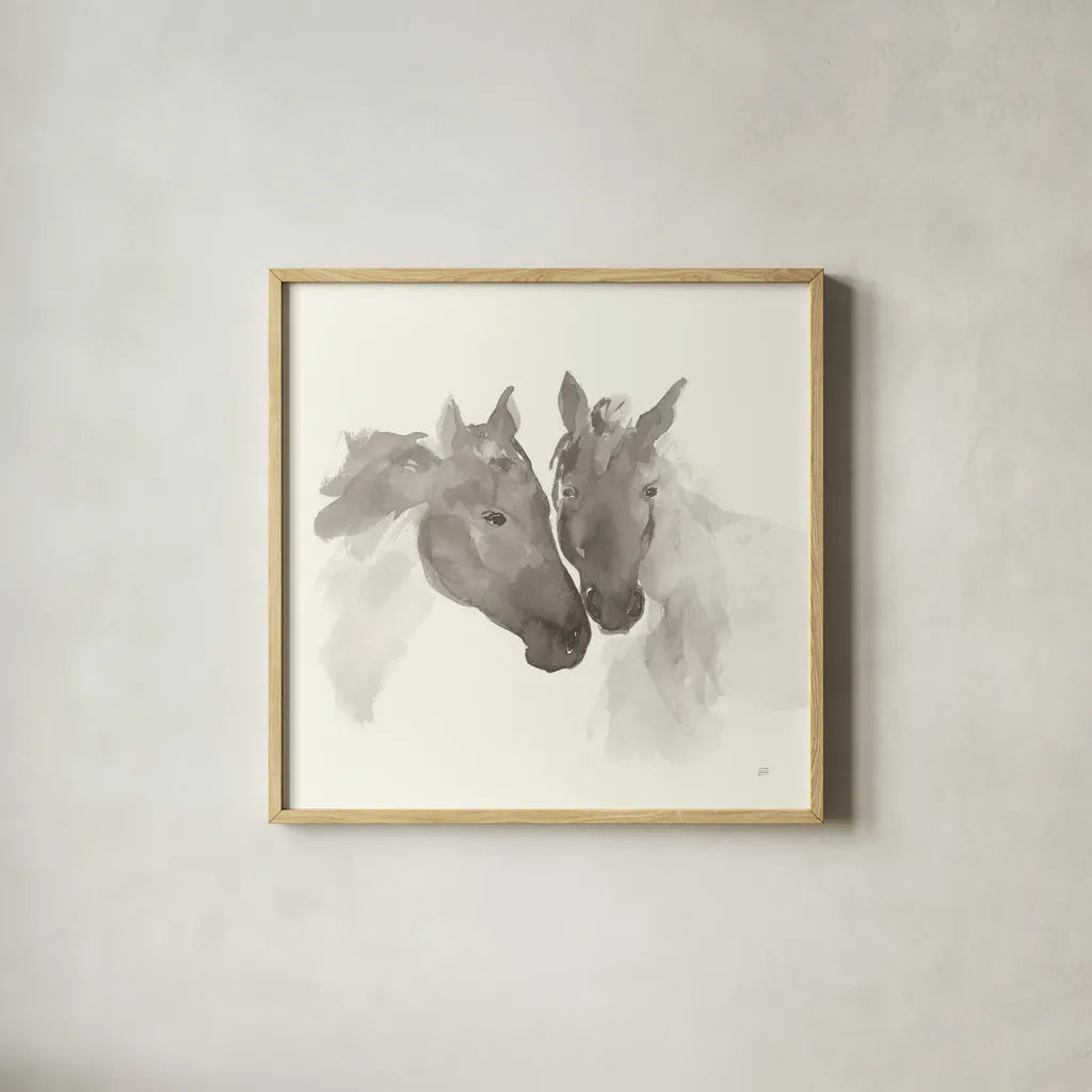 Nuzzling II by Chris Paschke. Shown in a natural wood glass frame for a timeless modern aesthetic. Available as an archival giclee rolled canvas, fine art paper, or poster print. SKU 62503a.