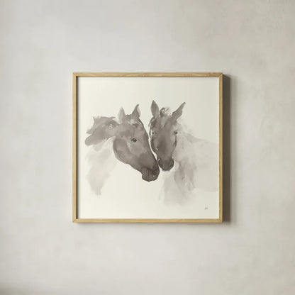 Nuzzling II by Chris Paschke. Shown in a natural wood glass frame for a timeless modern aesthetic. Available as an archival giclee rolled canvas, fine art paper, or poster print. SKU 62503a.