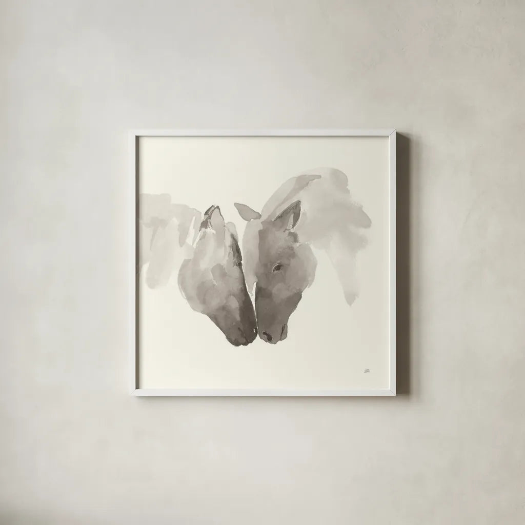 Nuzzling III by Chris Paschke. Shown in a crisp white glass frame for a clean and minimalist style. Available as an archival giclee rolled canvas, fine art paper, or poster print. SKU 62504a.