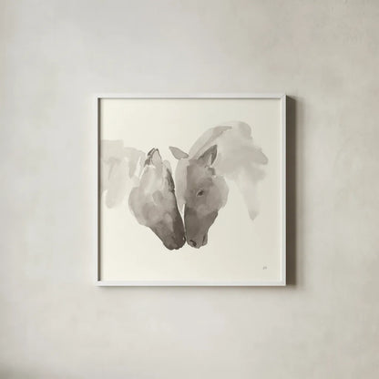 Nuzzling III by Chris Paschke. Shown in a crisp white glass frame for a clean and minimalist style. Available as an archival giclee rolled canvas, fine art paper, or poster print. SKU 62504a.