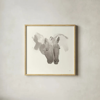 Nuzzling IV by Chris Paschke. Shown in a natural wood glass frame for a timeless modern aesthetic. Available as an archival giclee rolled canvas, fine art paper, or poster print. SKU 62505a.