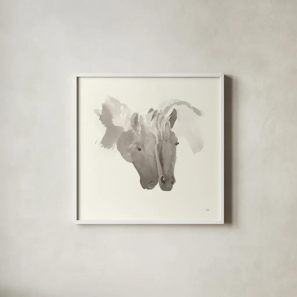 Nuzzling IV by Chris Paschke. Shown in a crisp white glass frame for a clean and minimalist style. Available as an archival giclee rolled canvas, fine art paper, or poster print. SKU 62505a.