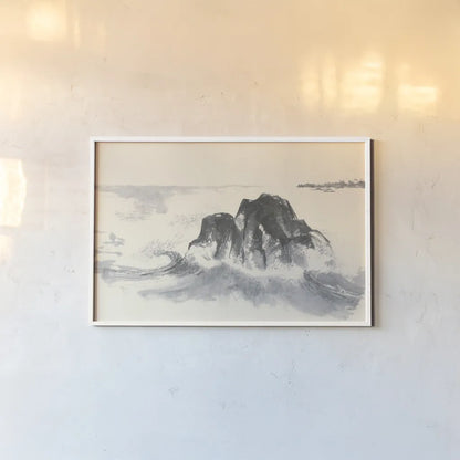 Ocean Waves by Chris Paschke. shown as a paper print in a white frame. Available as a archival giclee rolled canvas, fine art paper, or poster print. SKU 44973i.