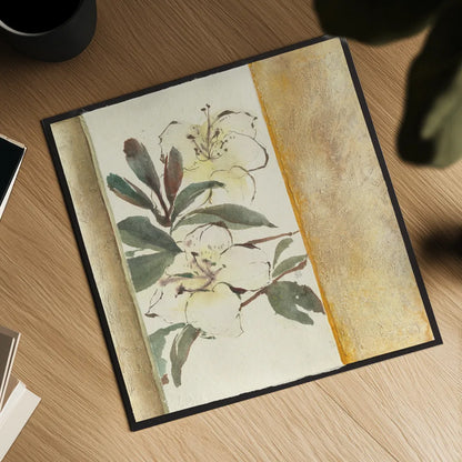Ochre Rhododendron by Chris Paschke. Shown as a detailed flat fine art print, highlighting archival giclee quality. Available as an archival giclee rolled canvas, fine art paper, or poster print. SKU 36602a.