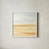 Ochre Sands I by Chris Paschke. Shown in a crisp white glass frame for a clean and minimalist style. Available as an archival giclee rolled canvas, fine art paper, or poster print. SKU 67664a.