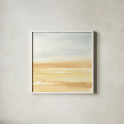Ochre Sands I by Chris Paschke. Shown in a crisp white glass frame for a clean and minimalist style. Available as an archival giclee rolled canvas, fine art paper, or poster print. SKU 67664a.