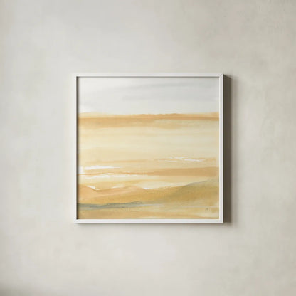Ochre Sands II by Chris Paschke. Shown in a crisp white glass frame for a clean and minimalist style. Available as an archival giclee rolled canvas, fine art paper, or poster print. SKU 67665a.