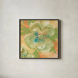 Olive Poppy I by Chris Paschke. Shown in a sleek black glass frame for a contemporary gallery look. Available as an archival giclee rolled canvas, fine art paper, or poster print. SKU 50259a.