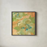 Olive Poppy II by Chris Paschke. Shown in a sleek black glass frame for a contemporary gallery look. Available as an archival giclee rolled canvas, fine art paper, or poster print. SKU 50260a.