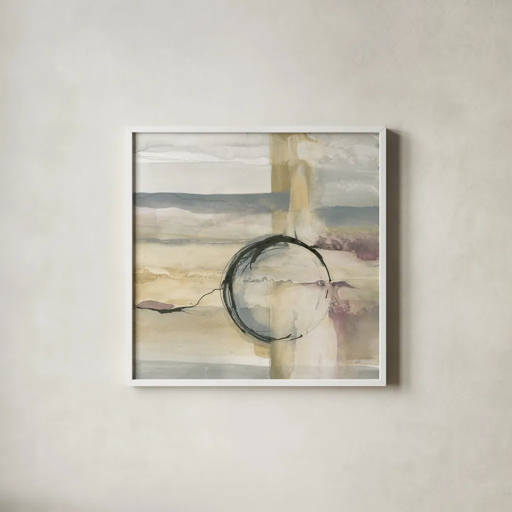 Open Ended II by Chris Paschke. Shown in a crisp white glass frame for a clean and minimalist style. Available as an archival giclee rolled canvas, fine art paper, or poster print. SKU 16014a.