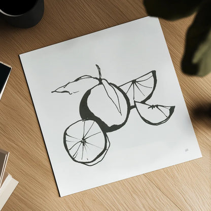 Oranges BW by Chris Paschke. Shown as a detailed flat fine art print, highlighting archival giclee quality. Available as an archival giclee rolled canvas, fine art paper, or poster print. SKU 64218a.