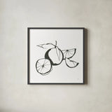 Oranges BW by Chris Paschke. Shown in a sleek black glass frame for a contemporary gallery look. Available as an archival giclee rolled canvas, fine art paper, or poster print. SKU 64218a.