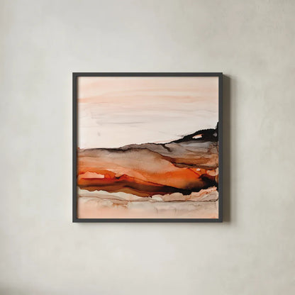 Orangescape I by Chris Paschke. Shown in a sleek black glass frame for a contemporary gallery look. Available as an archival giclee rolled canvas, fine art paper, or poster print. SKU 66752a.