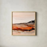 Orangescape I by Chris Paschke. Shown in a natural wood glass frame for a timeless modern aesthetic. Available as an archival giclee rolled canvas, fine art paper, or poster print. SKU 66752a.
