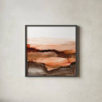 Orangescape II by Chris Paschke. Shown in a sleek black glass frame for a contemporary gallery look. Available as an archival giclee rolled canvas, fine art paper, or poster print. SKU 66753a.