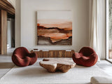 Orangescape II by Chris Paschke. Shown as extra-large giant wall art in a modern living room. Available as an archival giclee rolled canvas, fine art paper, or poster print. SKU 66753a.