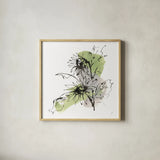 Organic Sunflower I by Chris Paschke. Shown in a natural wood glass frame for a timeless modern aesthetic. Available as an archival giclee rolled canvas, fine art paper, or poster print. SKU 85773a.