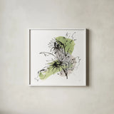 Organic Sunflower I by Chris Paschke. Shown in a crisp white glass frame for a clean and minimalist style. Available as an archival giclee rolled canvas, fine art paper, or poster print. SKU 85773a.