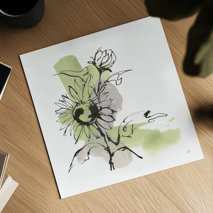 Organic Sunflower II by Chris Paschke. Shown as a detailed flat fine art print, highlighting archival giclee quality. Available as an archival giclee rolled canvas, fine art paper, or poster print. SKU 85774a.