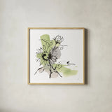 Organic Sunflower II by Chris Paschke. Shown in a natural wood glass frame for a timeless modern aesthetic. Available as an archival giclee rolled canvas, fine art paper, or poster print. SKU 85774a.