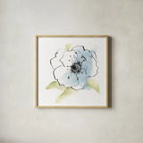 Oriental Blue I by Chris Paschke. Shown in a natural wood glass frame for a timeless modern aesthetic. Available as an archival giclee rolled canvas, fine art paper, or poster print. SKU 88094a.
