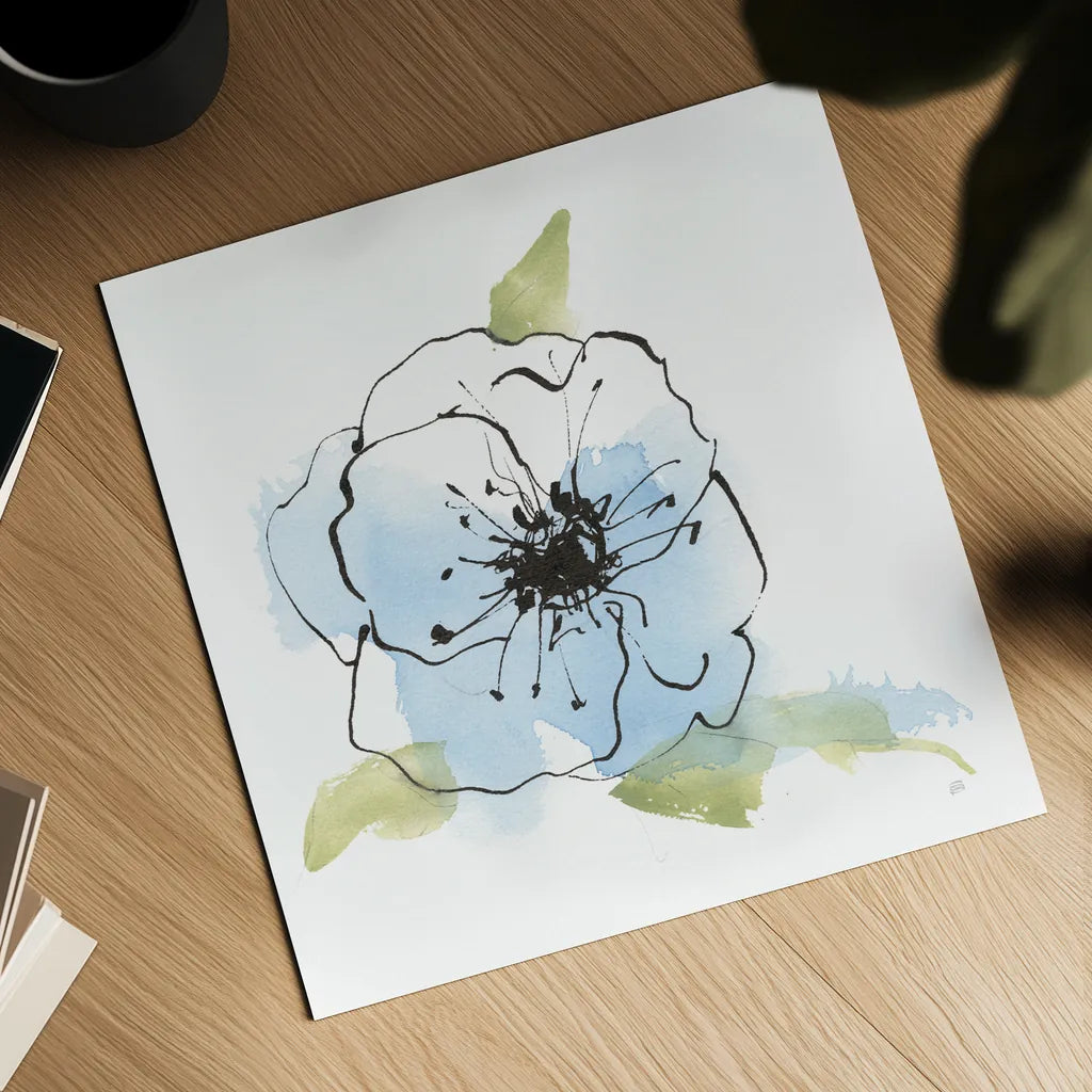 Oriental Blue II by Chris Paschke. Shown as a detailed flat fine art print, highlighting archival giclee quality. Available as an archival giclee rolled canvas, fine art paper, or poster print. SKU 88095a.