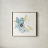 Oriental Blue III by Chris Paschke. Shown in a natural wood glass frame for a timeless modern aesthetic. Available as an archival giclee rolled canvas, fine art paper, or poster print. SKU 88096a.