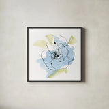 Oriental Blue IV by Chris Paschke. Shown in a sleek black glass frame for a contemporary gallery look. Available as an archival giclee rolled canvas, fine art paper, or poster print. SKU 88097a.