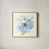 Oriental Blue IV by Chris Paschke. Shown in a natural wood glass frame for a timeless modern aesthetic. Available as an archival giclee rolled canvas, fine art paper, or poster print. SKU 88097a.