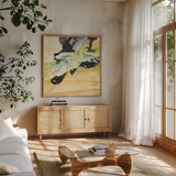 Outcroppings II by Chris Paschke. Shown in a natural wood frame in a cozy modern living room. Available as an archival giclee rolled canvas, fine art paper, or poster print. SKU 44556a.