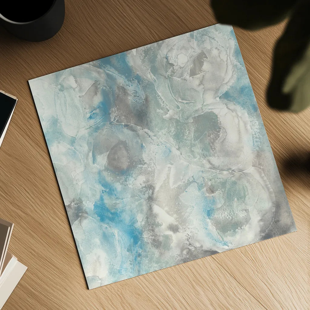 Pale Blue Circles I by Chris Paschke. Shown as a detailed flat fine art print, highlighting archival giclee quality. Available as an archival giclee rolled canvas, fine art paper, or poster print. SKU 35255a.