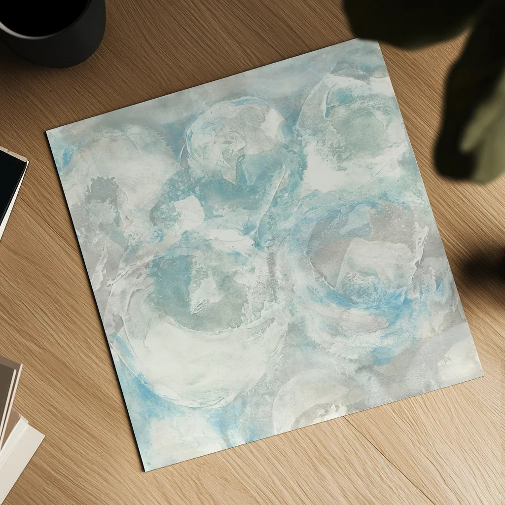 Pale Blue Circles III by Chris Paschke. Shown as a detailed flat fine art print, highlighting archival giclee quality. Available as an archival giclee rolled canvas, fine art paper, or poster print. SKU 35257a.