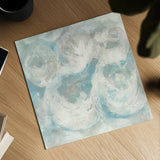 Pale Blue Circles IV by Chris Paschke. Shown as a detailed flat fine art print, highlighting archival giclee quality. Available as an archival giclee rolled canvas, fine art paper, or poster print. SKU 35258a.