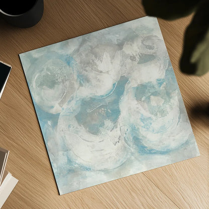 Pale Blue Circles IV by Chris Paschke. Shown as a detailed flat fine art print, highlighting archival giclee quality. Available as an archival giclee rolled canvas, fine art paper, or poster print. SKU 35258a.