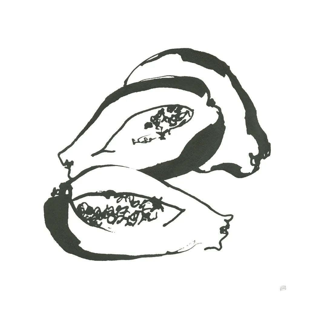 Papaya BW by Chris Paschke. SKU 64219a. Archival Giclee Fine art print for wall decor.